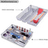 Kitchen Drawer Organizer, 4 Separate Compartments Mesh Silverware Organizer, Utensil Storage Organizer Flatware Silverware Tray with Anti-Slip Mats