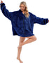 Sviwdsk Weighted Blanket Sweatshirt for Women and Men,Warm Comfy Zip Up Blanket Hoodie Coat,Thick Flannel Fuzzy Blanket with Sleeves and Giant Pocket,32x32,Navy, Kids