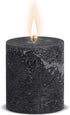 BOLSIUS Rustic Anthracite (Black) Unscented Pillar Candles - 2.75" X 3.25" Decoration Candles Set of 3 - Clean Burning Dinner Candles for Wedding & Home Decor Party Restaurant Spa- Aprox (80x68m)