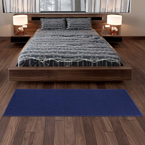 Sweet Home Stores Sweethome Collection Solid Design Rubberback Runner Rug, 2'3" x 6', Navy