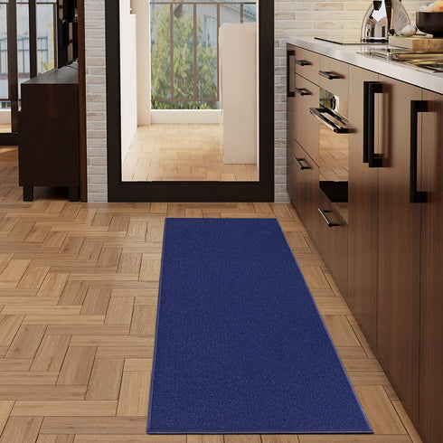 Sweet Home Stores Sweethome Collection Solid Design Rubberback Runner Rug, 2'3" x 6', Navy
