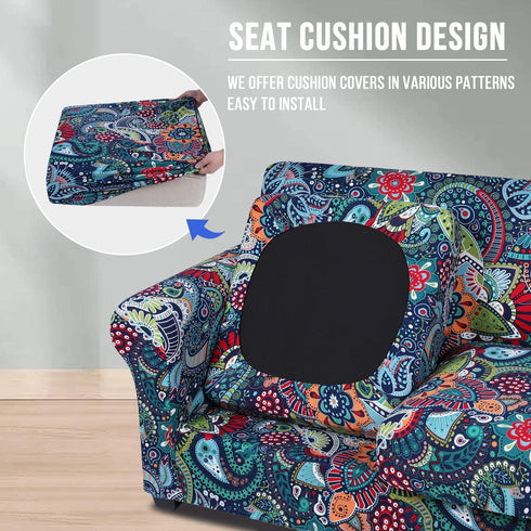 hyha Printed Couch Chair Cover - Floral Pattern Sofa Cover with Separate Cushion Cover, 2 Piece Stretch Armchair Slipcover Washable Furniture Protector (Armchair, Paisley Floral)