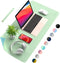 AFRITEE Desk Pad Protector Mat - Dual Side PU Leather Desk Mat Large Mouse Pad Waterproof Desk Organizers Office Home Table Decor Gaming Writing Mat Smooth (Light Green/Greenish Blue, 35.4" x 17")