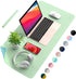 AFRITEE Desk Pad Protector Mat - Dual Side PU Leather Desk Mat Large Mouse Pad Waterproof Desk Organizers Office Home Table Decor Gaming Writing Mat Smooth (Light Green/Greenish Blue, 35.4" x 17")