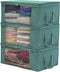 Sorbus Foldable Storage Bag Organizers, Large Clear Window & Carry Handles, Great for Clothes, Blankets, Closets, Bedrooms, and More (3-Pack, Teal)