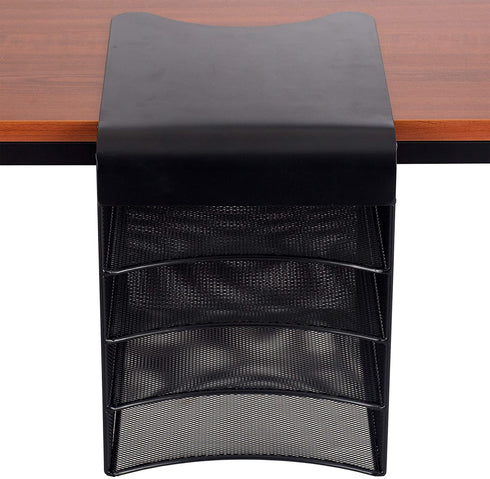 Safco Products Onyx Mesh 4-Tray Underdesk Hanging Organizer 3242BL, Black Powder Coat Finish, Durable Steel Mesh Construction