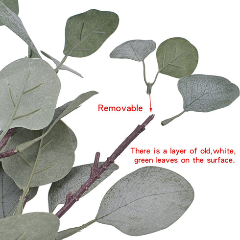 Artificial Eucalyptus Stems Leaves 6 Pcs Straight Silver Dollar Eucalyptus Leaf Silk Greenery Bushes Plastic Plants Floral Faux Greenery Stems for Party Wedding Home Decor(Grey Green)