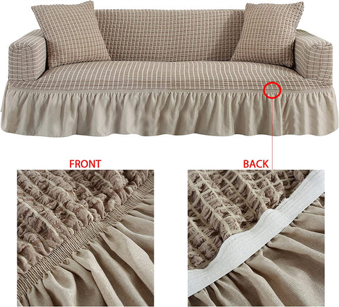 Stretch Sofa Cover with Skirt Country Style Slipcovers 1 Piece Couch Covers for Living Room