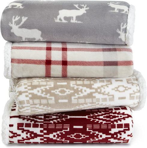 Eddie Bauer Ultra-Plush Collection Throw Blanket-Reversible Sherpa Fleece Cover, Soft & Cozy, Perfect for Bed or Couch, Elk Stance Grey
