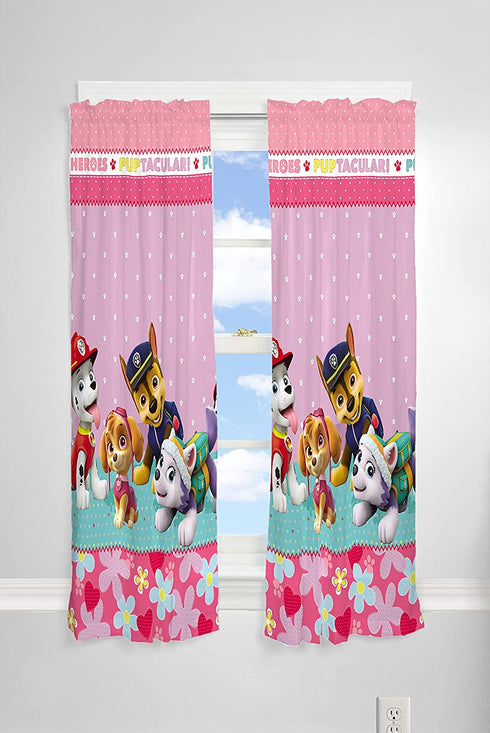 Paw Patrol Girl Kids Room Darkening Window Curtain Panels Drapes Set, 82" x 63"