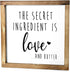 Secret Ingredient is Love Sign 12x12 Inch - Secret Ingredient is Love And Butter Sign, Farmhouse Dining Room Wall Decor, Wooden Made with Love And Butter Sign, Kitchen Decor for Counter, Pantry Sign