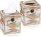 Pitmoly Square Tissue Box Cover, Wood Tissue Box Holder with Lid, Decorative Tissue Dispenser Organizer for Bathroom Vanity Countertop, Bedroom Dresser, Night Stand, Desk and Table (Pack of 2)