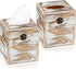 Pitmoly Square Tissue Box Cover, Wood Tissue Box Holder with Lid, Decorative Tissue Dispenser Organizer for Bathroom Vanity Countertop, Bedroom Dresser, Night Stand, Desk and Table (Pack of 2)