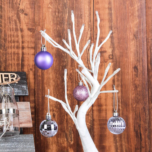 QinYing 4cm Light Purple 41pcs Shatterproof Christmas Tree Hanging Balls Christmas Balls Ornaments for Holiday Party Baubles Decoration Set with Hang Rope
