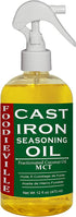 Creation Farm Foodieville Cast Iron Oil Non-stick Conditioner for Seasoning Skillets, Griddles, Flat Top Grills, and more with Oils of Flax, Sesame, and MCT, 12 fl. oz. Sprayer included