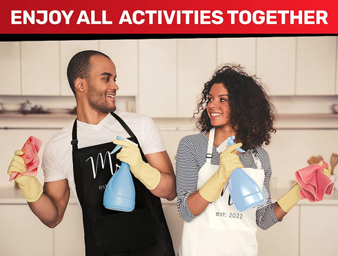 Prazoli His and Her Aprons - Mr Mrs Established 2022 Couples Engagement Gift , Cute Bridal Shower Gift Anniversary Wedding Registry Items & Decoration , Housewarming Gifts For New Home Newlywed Gift