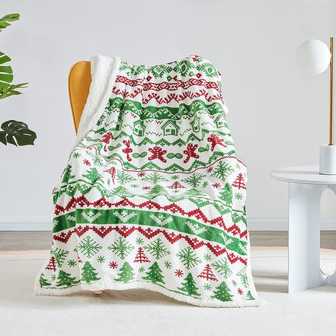 Touchat Sherpa Christmas Throw Blanket, Fuzzy Fluffy Soft Cozy Blanket, Fleece Flannel Plush Microfiber Blanket for Couch Bed Sofa (50" X 60", Christmas Tree)