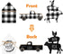 R HORSE 3Pcs Wooden Farmhouse Buffalo Plaid Tiered Tray Decoration Black& White Plaid Rustic Farmhouse Tray Sign Double Printed Farmhouse Shelf Buffalo Plaid Decor for Christmas New Year Photo Prop