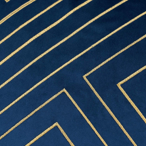 Avigers 20 x 20 Inch Navy Blue Gold Striped Geometric Lines Embroidery Velvet Cushion Case Luxury Modern Throw Pillow Cover Decorative Pillow for Couch Living Room Bedroom Car 50 x 50cm