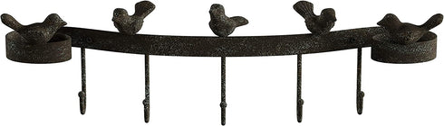 Lavish Home Decorative Birds on Ribbon Cast Iron Shabby Chic Rustic Wall Mount Hooks for Coats, Towels, Hats, Scarves, Jewelry, and More, (L) 19.25?x (W) 3.75?x (H) 6?