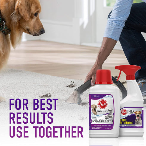 Hoover Carpet Paws & Claws Premixed Spot Machine Cleaning Shampoo, Pet Stain Solution and Odor Remover, 32oz Cleaner Formula, AH30940, White, 32 Fl Oz
