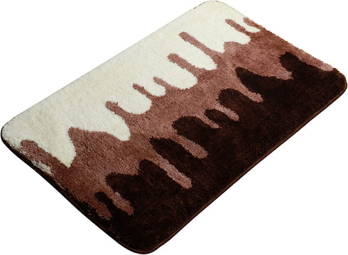 Bathroom Rugs, Soft Non-Slip Bathroom Mat, Super Absorbent Bath Mats for Bathroom Floor Toilet Bedroom (20"×32" Brown and White) Wyhouse