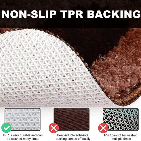 Bathroom Rugs, Soft Non-Slip Bathroom Mat, Super Absorbent Bath Mats for Bathroom Floor Toilet Bedroom (20"×32" Brown and White) Wyhouse