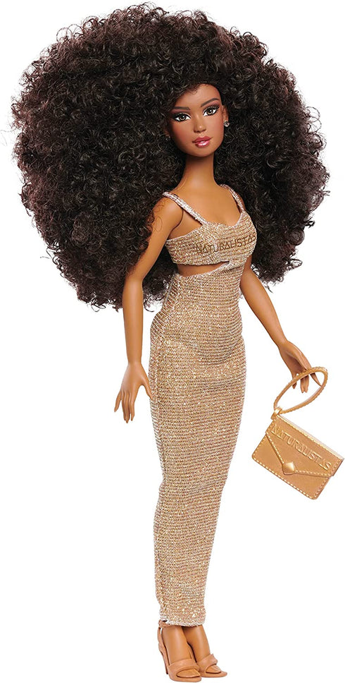 Naturalistas 11.5-inch Fashion Doll and Accessories Dayna, Curly 3C Textured Hair, Medium Brown Skin Tone, Designed and Developed by Purpose Toys