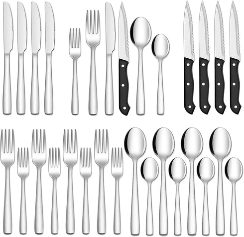 Hiware 24-Piece Silverware Set for 4, Stainless Steel Flatware Cutlery Set, Kitchen Utensils Set, Tableware Set For Home Kitchen Restaurant Hotel, Includes Knives Forks Spoons, Dishwasher Safe