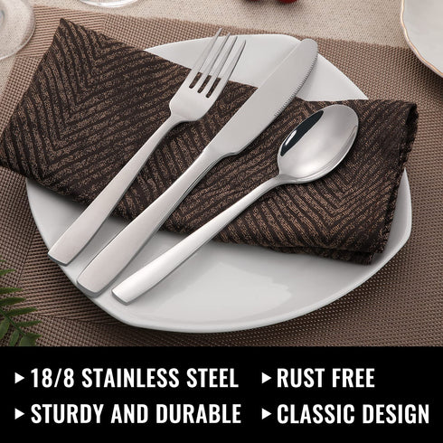 Hiware 24-Piece Silverware Set for 4, Stainless Steel Flatware Cutlery Set, Kitchen Utensils Set, Tableware Set For Home Kitchen Restaurant Hotel, Includes Knives Forks Spoons, Dishwasher Safe