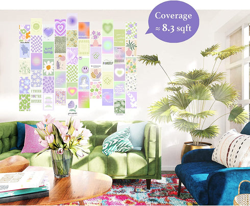 Wall Collage Kit Danish Pastel Aesthetic Posters Preppy Indie Room Decor Peaceful Dorm Photo for Women Teen Girl Gift 4x6 inch 50Pcs ¦
