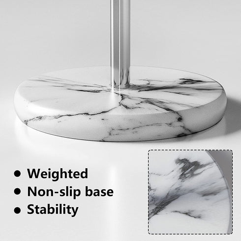 Topsky Paper Towel Holder, Paper Roll Stand Countertop, Stainless Steel Standing Tissue Roll Dispenser Rack with Marble Look Base for Scrunchies Kitchen Table fits Standard and Jumbo Size Paper Towels