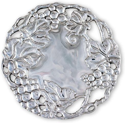 Arthur Court Metal Grapevine Trivet Classic Grape Pattern Detailly Sand Casted Aluminum with Artisan Quality Hand Polished Hot Pans Pots Dishes or Teapot 8 inch Diameter