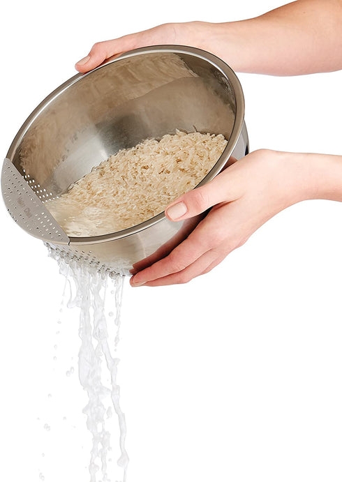 Helen's Asian Kitchen Rice Washing Bowl, 3-Quart, Stainless Steel