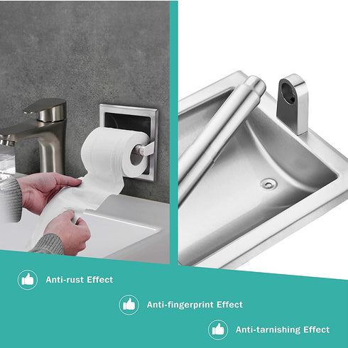 Top Taste Brushed Nickel Recessed Toilet Paper Holder Wall Toilet Paper Holder?Modern Style Recessed Tissue Roll Dispenser for Bathroom- Recessed Toilet Tissue Holder Includes Rear Mounting Brack
