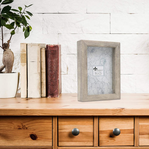 Lawrence Frames Shadow Box Frame, 5x7, Natural Gray
