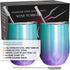 CHILLOUT LIFE Stainless Steel Wine Tumblers 2 Pack 12 oz - Double Wall Vacuum Insulated Wine Cups with Lids and Straws Set for Coffee, Wine, Cocktails (Mermaid Sparkle)