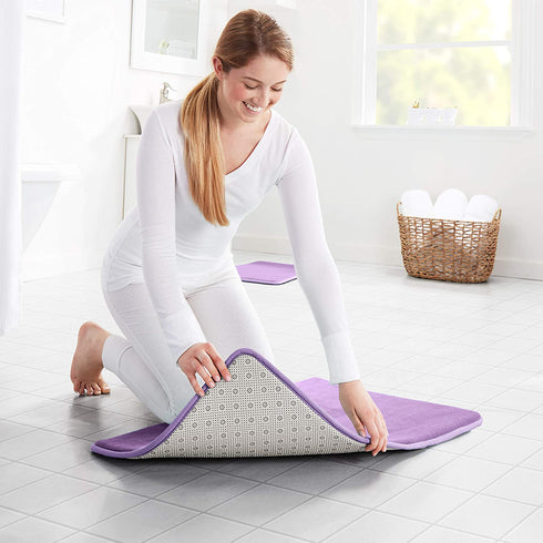 Genteele Bath Mats for Bathroom Non Slip - Lavender 17" x 24" Memory Foam Bathroom Rugs - Quick Dry Bath Mat