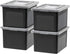 IRIS USA Letter & Legal Size Plastic Storage Bin Tote Organizing File Box with Durable and Secure Latching Lid, Stackable and Nestable, 4 Pack, Black