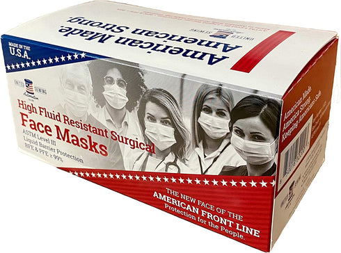 MADE IN USA -ASTM Level 3 - Disposable Face Masks - 3-ply - 50ct - Adjustable Fit