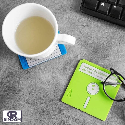 6 PCS Silicone Floppy Disk Coaster For Tables, Drink Coasters for Tabletop Protection - Cheerful Funny Coasters Suitable For All Cups, Glasses, Mugs - Reusable Silicone Coasters for Coffee Table