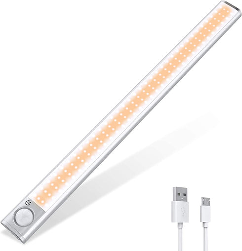 LED Closet Lights, 160-LED Under Cabinet Lighting 39cm Motion Sensor Light Indoor with 3 Colors Stick-On Night Light with Large Battery for Cabinet, Stairs, Kitchen, Hallway(3 Modes, 3600mAh, 300lm)