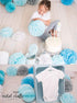 VIDAL CRAFTS Baby Shower Decorations for Boy, Its a Boy Banner, Complete Party Decor Kit, Paper Fans, OH BABY Foil and Latex Balloons, Tissue Paper Pom Poms, Honeycomb Balls, Party Supplies for Boys