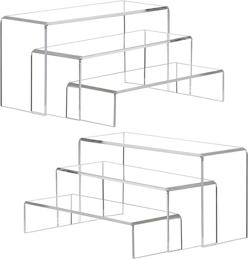 ANDGOO Display Risers, 6 Pcs Rectangular Clear Acrylic Showcase Collectibles Display Stands Suitable for Retail Shoe Showcase Jewelry Funko Pop Figures