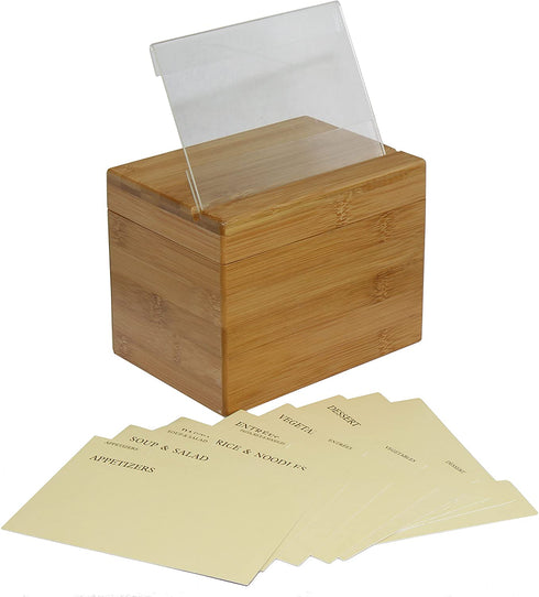 Oceanstar Bamboo Recipe Box with Divider, Natural, 6.80" W x 4.90" D x 5.10" H