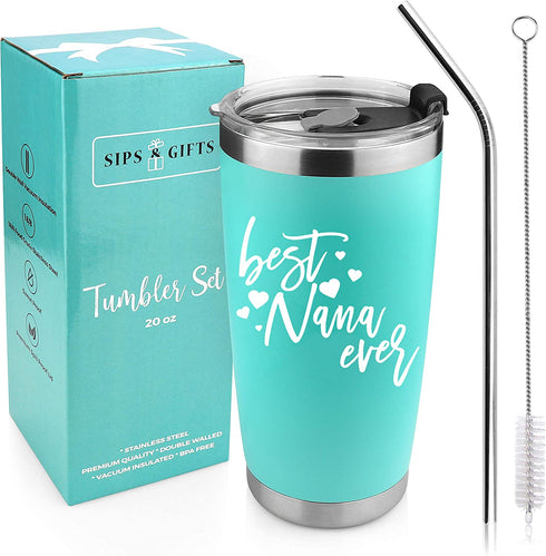 Best Nana Ever- Birthday Christmas Mother's Day Gift for Nana -20 Ounce Insulated Stainless Steel Travel Tumbler With Leak Proof Lid And Metal Straw