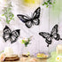 3 Pieces Butterfly Metal Wall Decor Black Butterfly Metal Wall Art Nature Butterfly Hanging Wall Decor for Modern Farmhouse Rustic Home Office Living Room Bathroom Bedroom Indoor Outdoor Decor