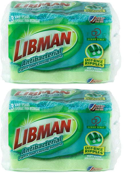 Libman 1268 Cleaning, 2.75 x 4.5 x 1, Green 6 Each Sponge, 2.75x4.5x1, 6 Each