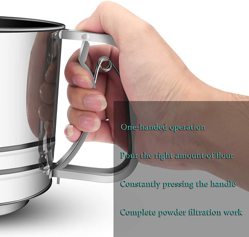 NPYPQ 5-Cup Stainless Steel Flour Sifter for Baking