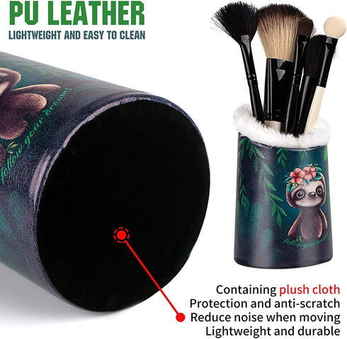Premium Leather Makeup Brushes Cup, Pen Pencil Desk Holders, Office & Home Organizer, Make Up Brush Pot